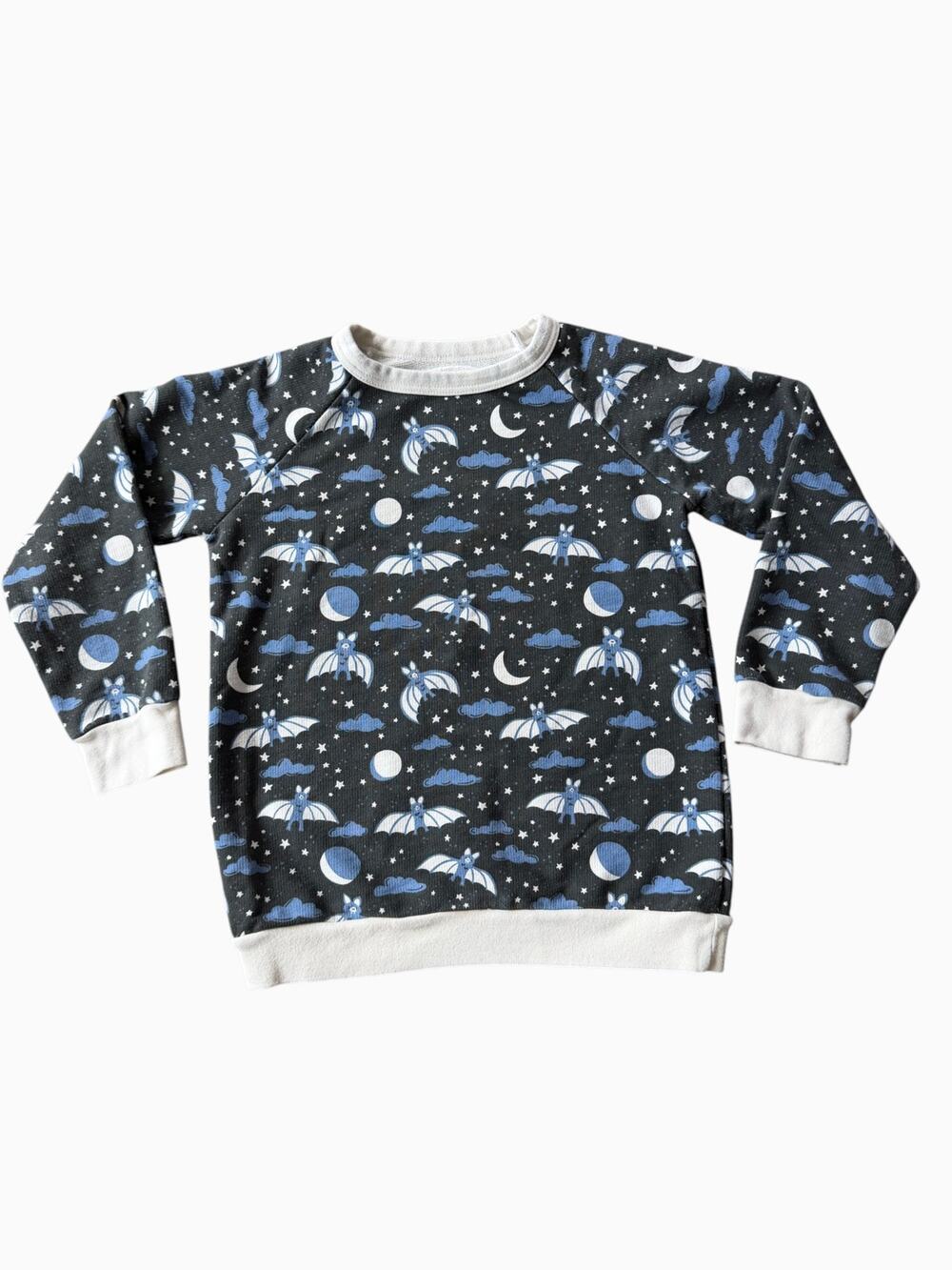 Winter Water Factory Bat Moon Sweatshirt Kids Size 8 Organic Cotton